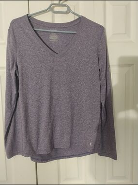 MAKE OFFER Deal Danskin Now Heathered Lavender V-Neck Long Sleeve Top